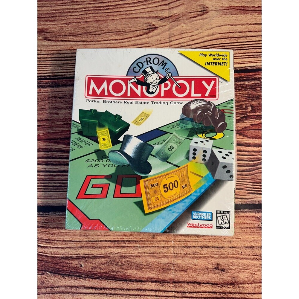 1997 Monopoly Hasbro Big Box PC Computer Game Windows, Mac CD-ROM Sealed! READ